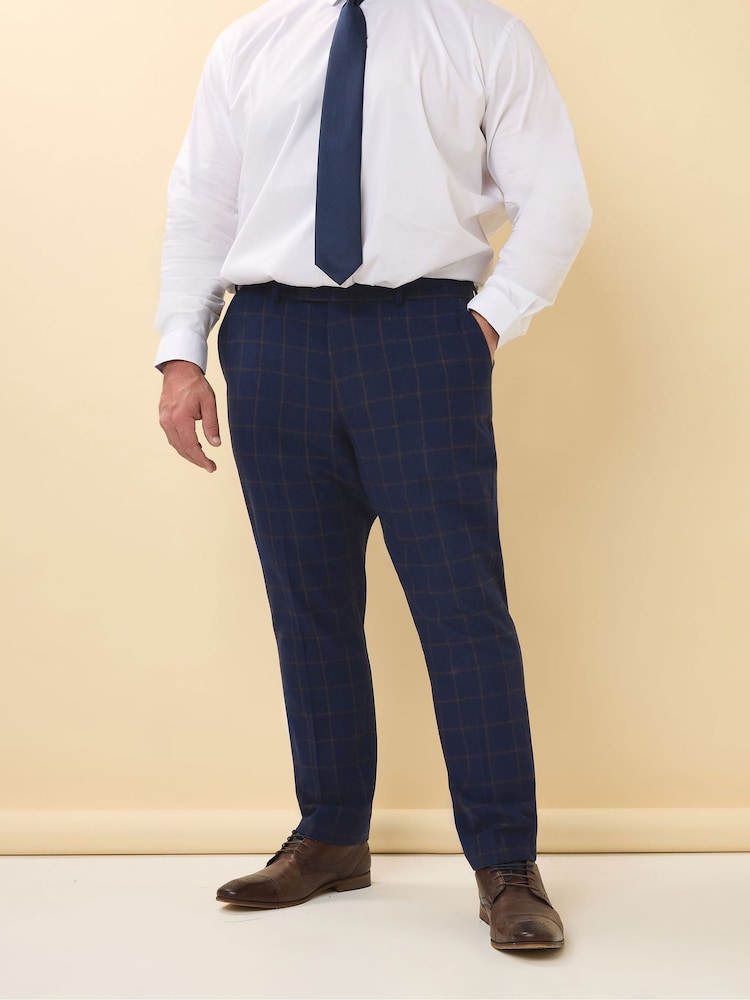 BadRhino Big & Tall Blue Tweed Suit Trousers - Image 1 of 7