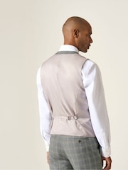 Skopes Grey Tailored Fit Single Breasted Dettori Check Suit Waistcoat - Image 2 of 5