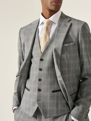 Skopes Grey Tailored Fit Single Breasted Dettori Check Suit Waistcoat - Image 3 of 5