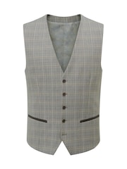 Skopes Grey Tailored Fit Single Breasted Dettori Check Suit Waistcoat - Image 4 of 5