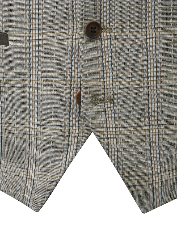Skopes Grey Tailored Fit Single Breasted Dettori Check Suit Waistcoat - Image 5 of 5 Skopes Grey Tailored Fit Single Breasted Dettori Check Suit Waistcoat - Image 5 of 5