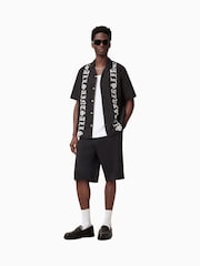 AllSaints Black Scripture Short Sleeve 100% Organic Cotton Shirt - Image 1 of 6