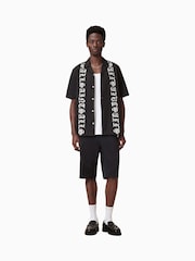 AllSaints Black Scripture Short Sleeve 100% Organic Cotton Shirt - Image 4 of 6