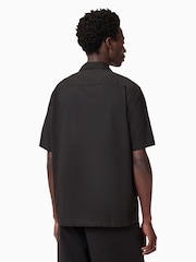 AllSaints Black Scripture Short Sleeve 100% Organic Cotton Shirt - Image 5 of 6