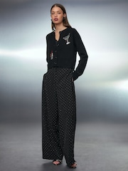 Black Embroidered Martini Lipstick Cardigan Christmas Jumper - Image 2 of 8