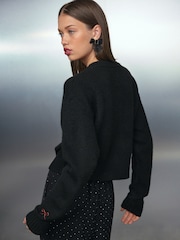 Black Embroidered Martini Lipstick Cardigan Christmas Jumper - Image 4 of 8