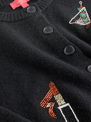 Black Embroidered Martini Lipstick Cardigan Christmas Jumper - Image 7 of 8