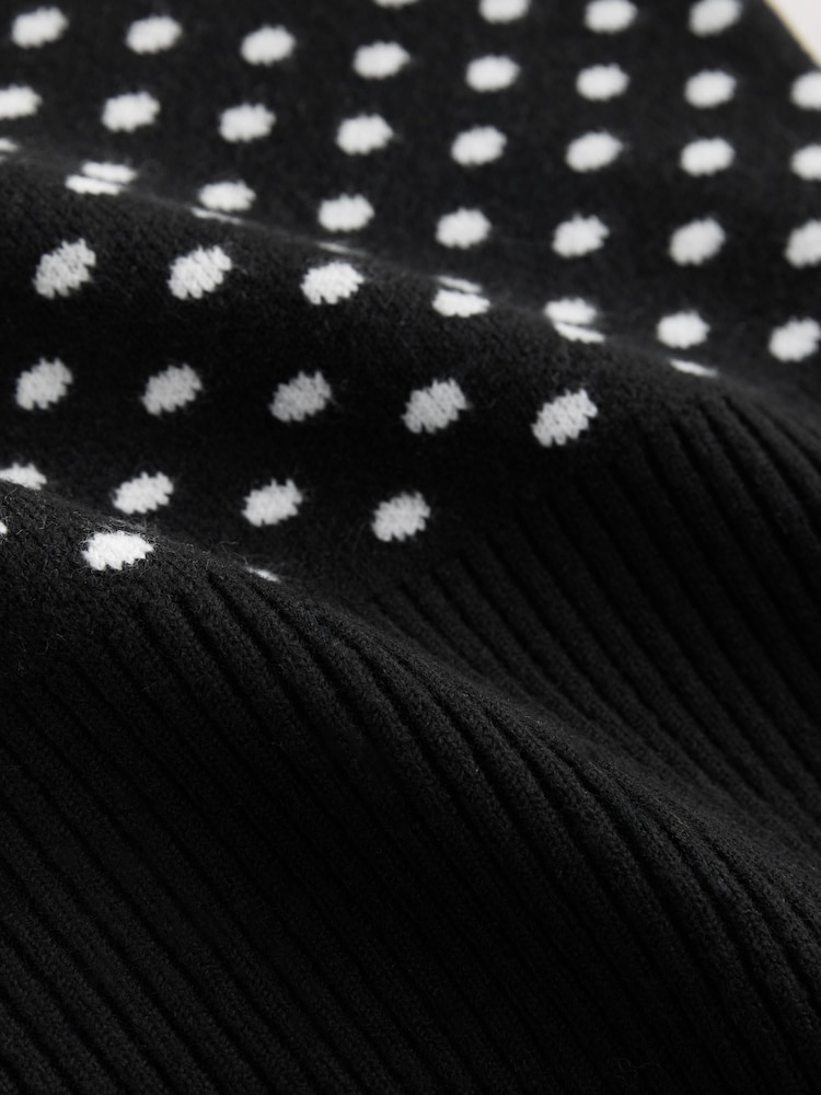 Black Polka Dot Supersoft Short Sleeve Knitted Top - Image 2 of 3 Black Polka Dot Supersoft Short Sleeve Knitted Top - Image 2 of 3