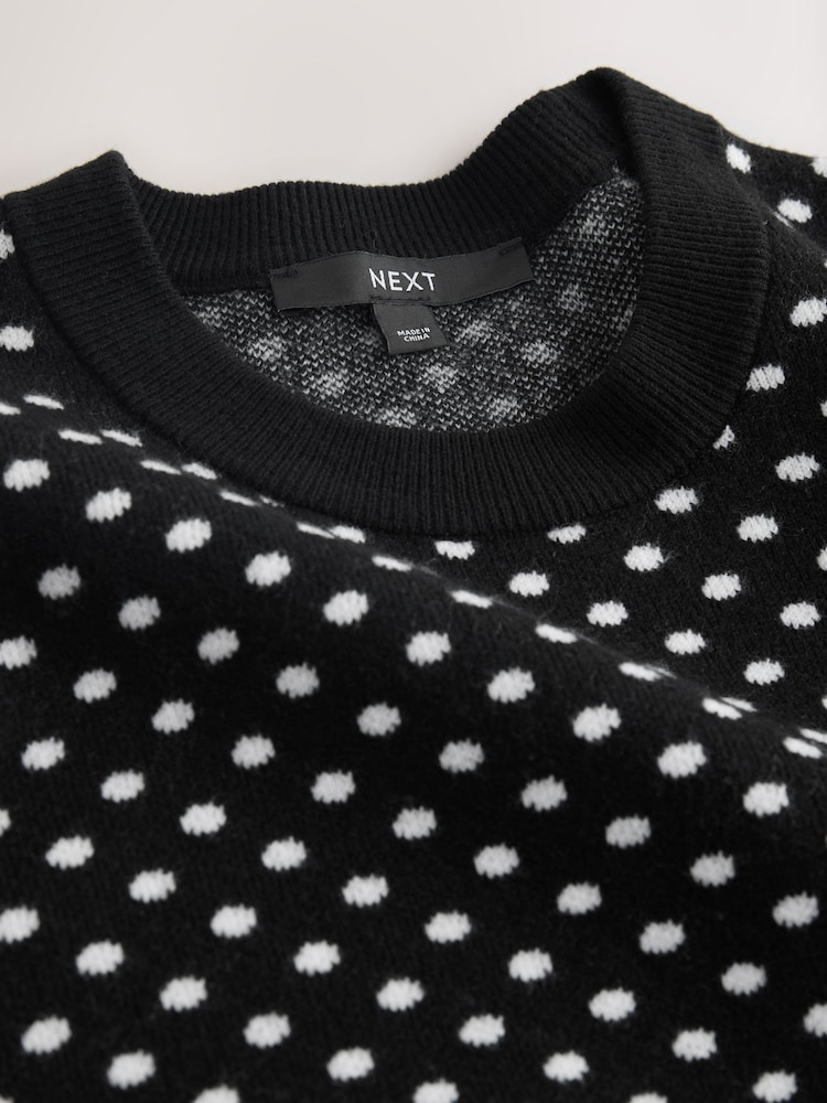 Black Polka Dot Supersoft Short Sleeve Knitted Top - Image 3 of 3 Black Polka Dot Supersoft Short Sleeve Knitted Top - Image 3 of 3