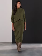 Verde caqui - Super Soft Knitted Pencil Midi Skirt - Imagen 3 de 7