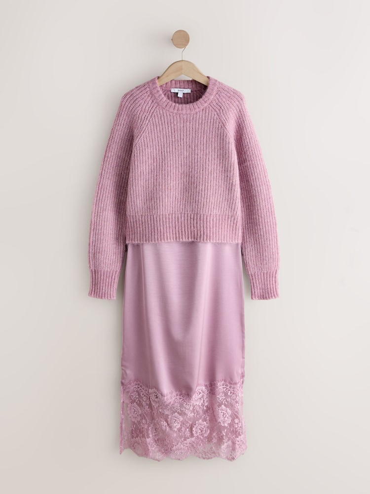 Buy Blush Pink 2 in 1 Jumper Slip Dress from Next Bosnia and Herzegovina