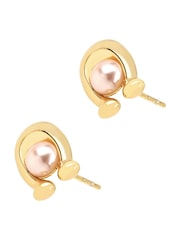 COACH Gold Tone Pearl Signature C Stud Earrings - Image 3 of 4