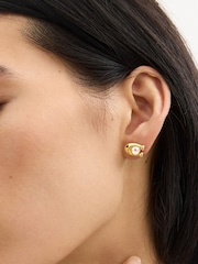 COACH Gold Tone Pearl Signature C Stud Earrings - Image 4 of 4