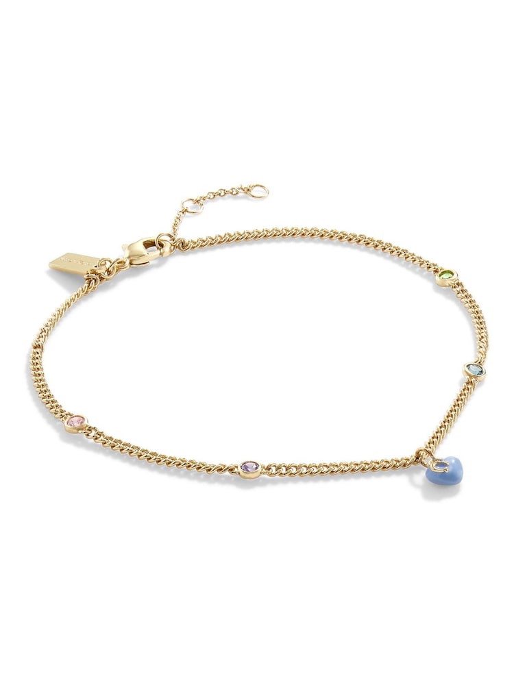 COACH Gold Tone Signature Heart Charm Anklet - Image 4 of 4
