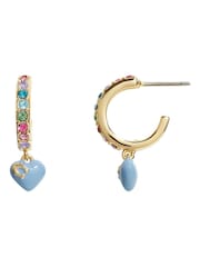 COACH Blue Heart Charm Huggies Earrings - Image 1 of 3