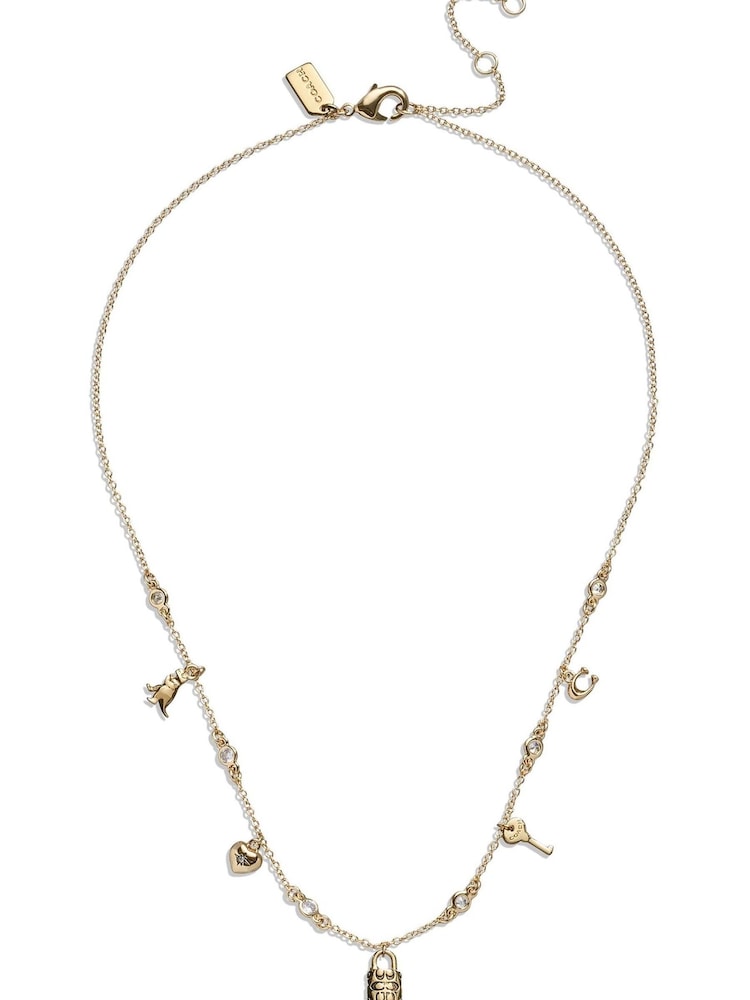 COACH Gold Tone Mini Iconic Charm Necklace - Image 1 of 4