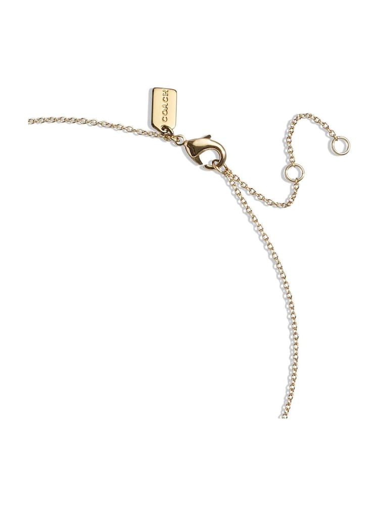 COACH Gold Tone Mini Iconic Charm Necklace - Image 2 of 4 COACH Gold Tone Mini Iconic Charm Necklace - Image 2 of 4