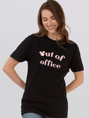 Brands In Black Women Boyfriend Fit Disney Mickey Mouse Out Of Office 100% Cotton T-Shirt - Image 2 of 4