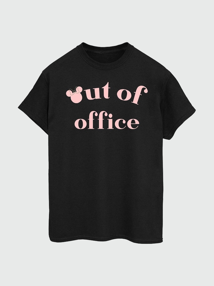 Brands In Black Women Boyfriend Fit Disney Mickey Mouse Out Of Office 100% Cotton T-Shirt - Image 3 of 4