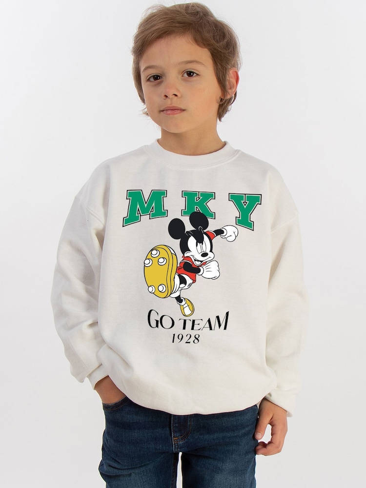Brands In White Disney Mickey Mouse Kicking Goals Sweatshirt - Image 2 of 4
