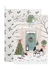 Sophie Allport Set of 2 Natural Holly & Berry Tea Towels - Image 1 of 1