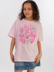 Brands In Pink Girls Disney Little Mermaid Corals 100% Cotton T-Shirt - Image 1 of 4