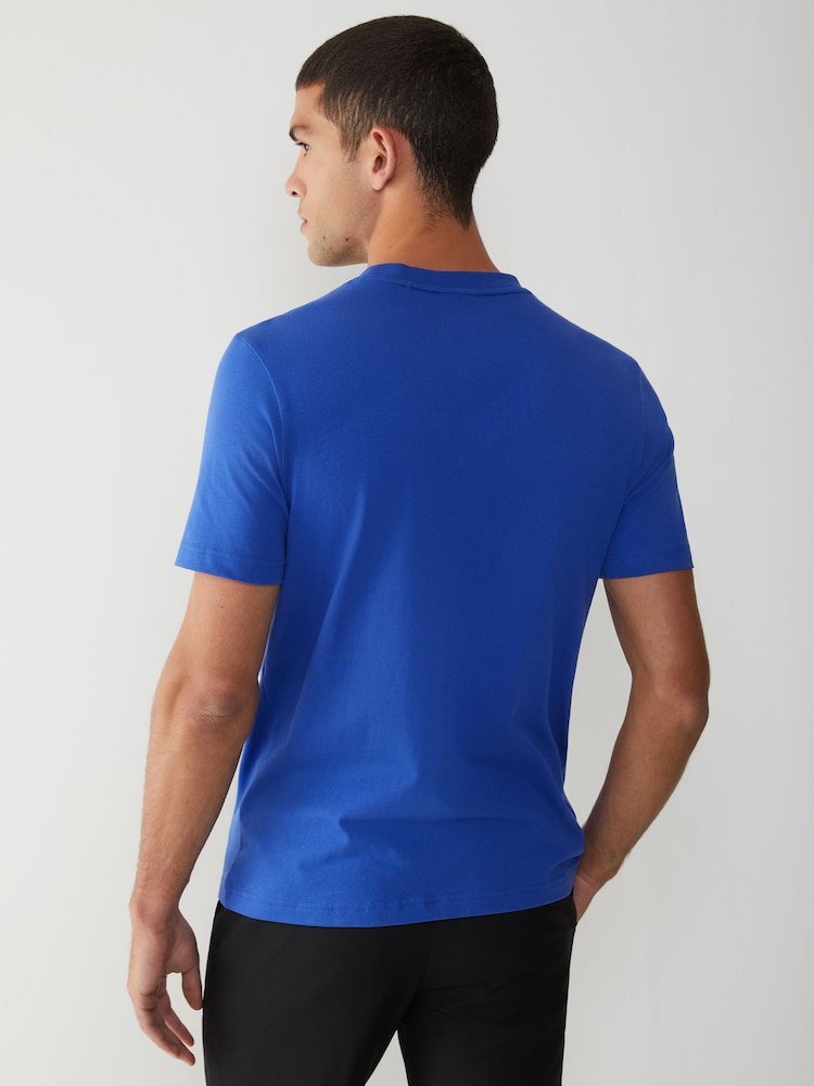 BOSS Blue Iconic Zone Embossed Logo Stripe Detail T-Shirt - Image 2 of 5 BOSS Blue Iconic Zone Embossed Logo Stripe Detail T-Shirt - Image 2 of 5