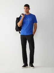 BOSS Blue Iconic Zone Embossed Logo Stripe Detail T-Shirt - Image 3 of 5
