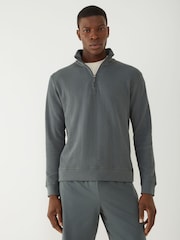 BOSS Grey Textured Quarter Zip Jumper - Image 3 of 4
