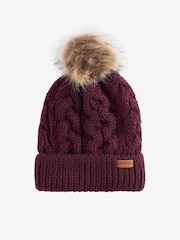 Barbour® Red Penshaw Pom Beanie Hat - Image 1 of 4