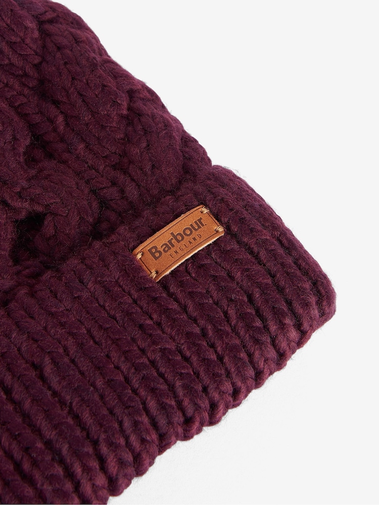 Barbour® Red Penshaw Pom Beanie Hat - Image 4 of 4