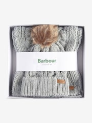 Barbour® Grey Penshaw Beanie and Scarf Gift Set - Image 1 of 4