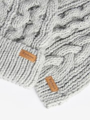 Barbour® Grey Penshaw Beanie and Scarf Gift Set - Image 4 of 4