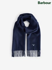 Barbour® Blue Plain Lambswool Scarf - Image 4 of 5