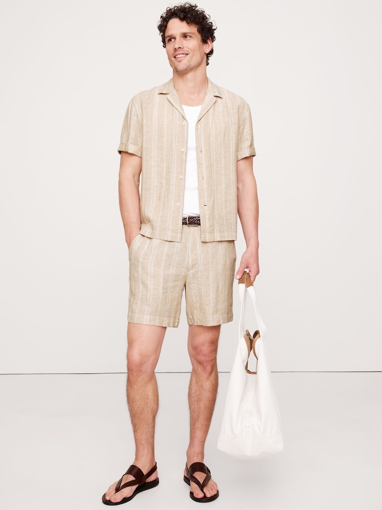 Banana Republic Beige 7" Stripe Linen-Viscose Shorts - Image 1 of 1 Banana Republic Beige 7" Stripe Linen-Viscose Shorts - Image 1 of 1