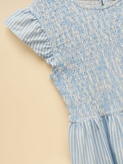 Joules Girls' Jenna Blue Scene Woven Sleeveless Midi Dress - Image 4 of 5