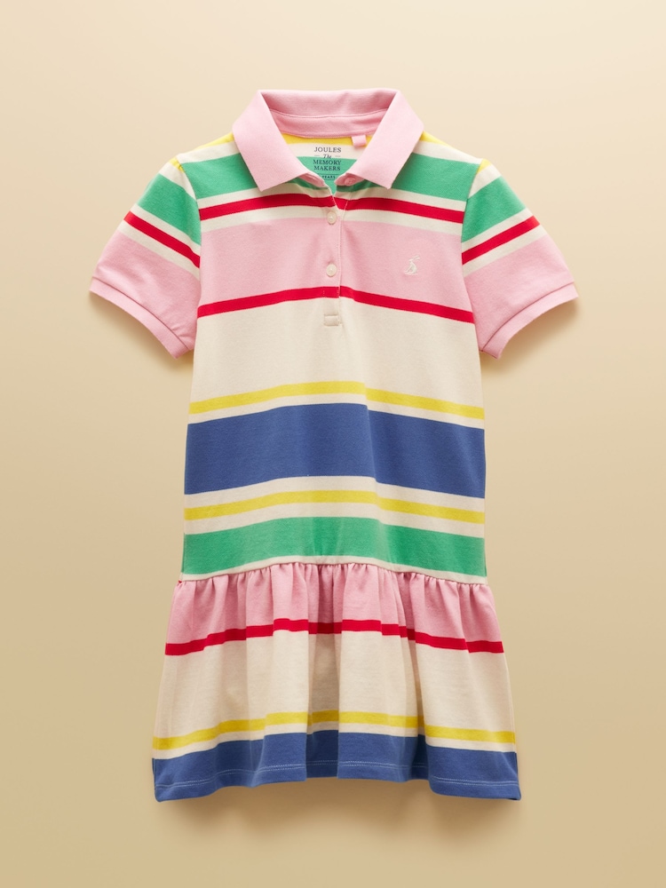 Joules Girls' Multi Stripe Polo Shirt Dress - Image 1 of 5