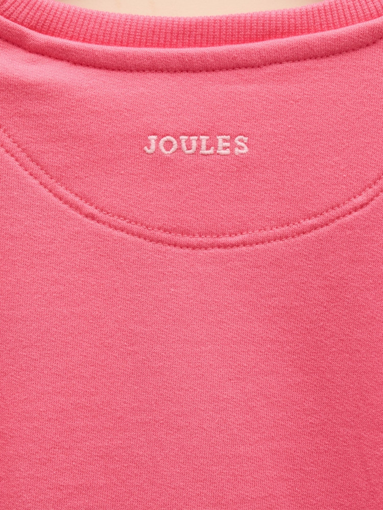 Joules Girls' Pink Frill Sleeve Crew Neck Sweatshirt - Image 5 of 5 Joules Girls' Pink Frill Sleeve Crew Neck Sweatshirt - Image 5 of 5