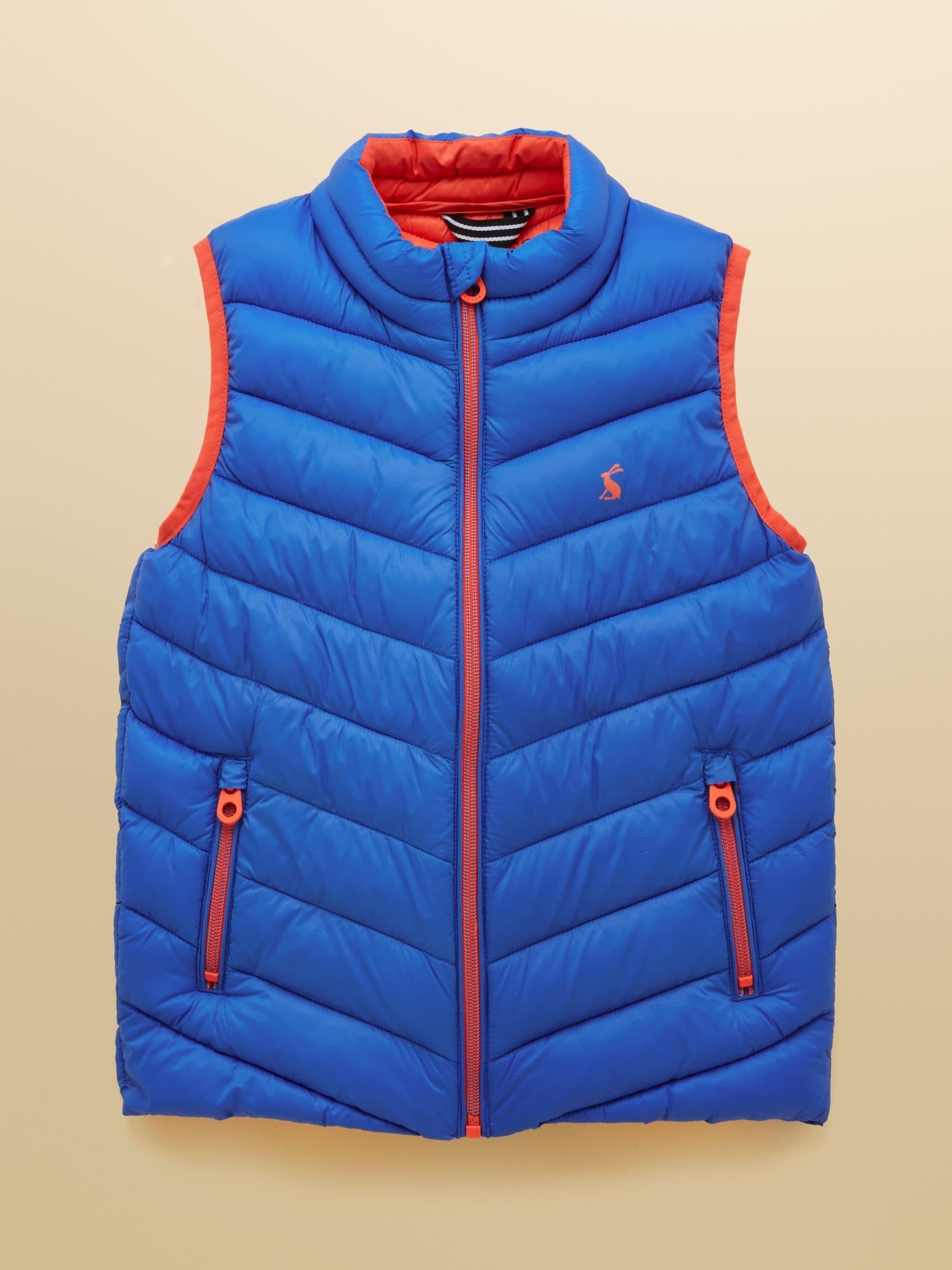 Joules Unisex Kids' Crofton Showerproof Padded Zip Up Gilet Blue Size 2 Yrs Toddler