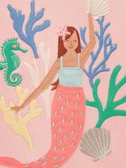 Joules Girls' Summer Days Pink Mermaid Applique Crew Neck Sweatshirt - Image 3 of 5