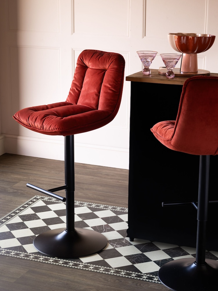 Rockett St George Luxe Needlescord Burnt Orange Lounge Lover Bar Stool - Image 1 of 5