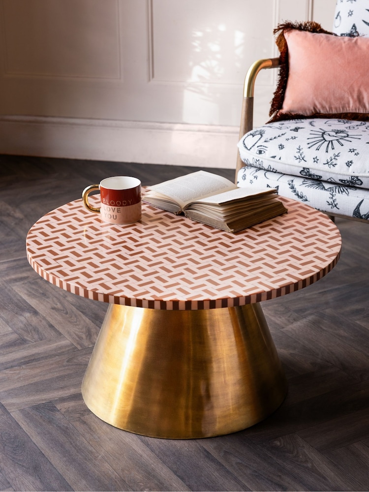 Rockett St George Pink and Caramel Brown Mosaic Coffee Table - Image 1 of 5 Rockett St George Pink and Caramel Brown Mosaic Coffee Table - Image 1 of 5