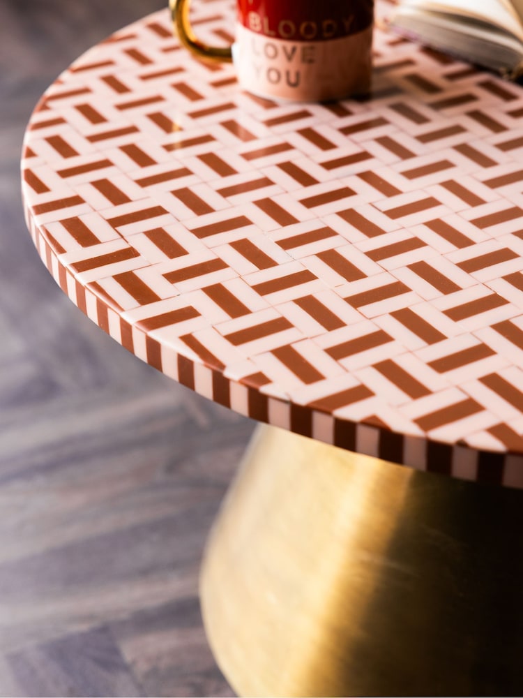 Rockett St George Pink and Caramel Brown Mosaic Coffee Table - Image 2 of 5 Rockett St George Pink and Caramel Brown Mosaic Coffee Table - Image 2 of 5