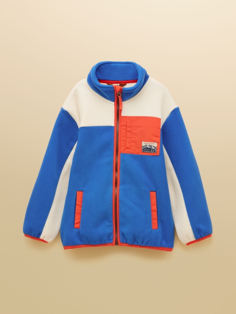 Joules Boys' Summit Blue & Cream Zip Up Polar Fleece - Image 1 of 5 Joules Boys' Summit Blue & Cream Zip Up Polar Fleece - Image 1 of 5