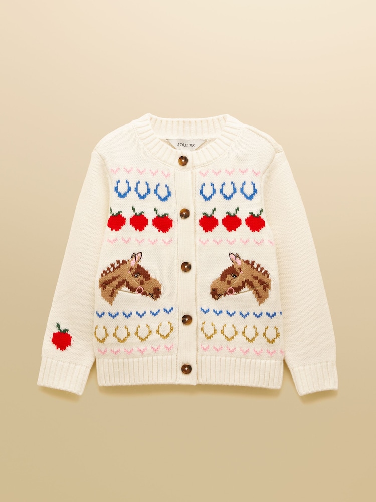 Joules Cream Horse Girls' Cardigan - Image 1 of 5 Joules Cream Horse Girls' Cardigan - Image 1 of 5
