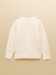 Joules Girls' Pippa Cream Horse Cream Horse Knitted Cardigan - Image 2 of 5