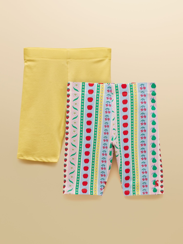 Joules Girls' Cartwheel Yellow Cycling Shorts 2 Pack - Image 1 of 8