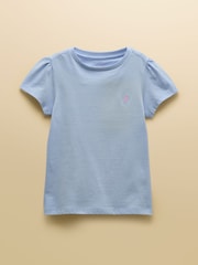 Joules Girls' Let's Go Blue Cotton Short Sleeve T-Shirt - Image 1 of 4