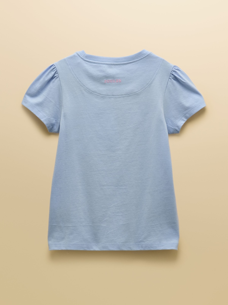 Joules Girls' Let's Go Blue Cotton Short Sleeve T-Shirt - Image 2 of 4