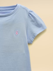 Joules Girls' Let's Go Blue Cotton Short Sleeve T-Shirt - Image 3 of 4